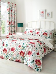 Dreams & Drapes Red Abstract Poppy Easy Care Duvet Cover Set - Image 1 of 5