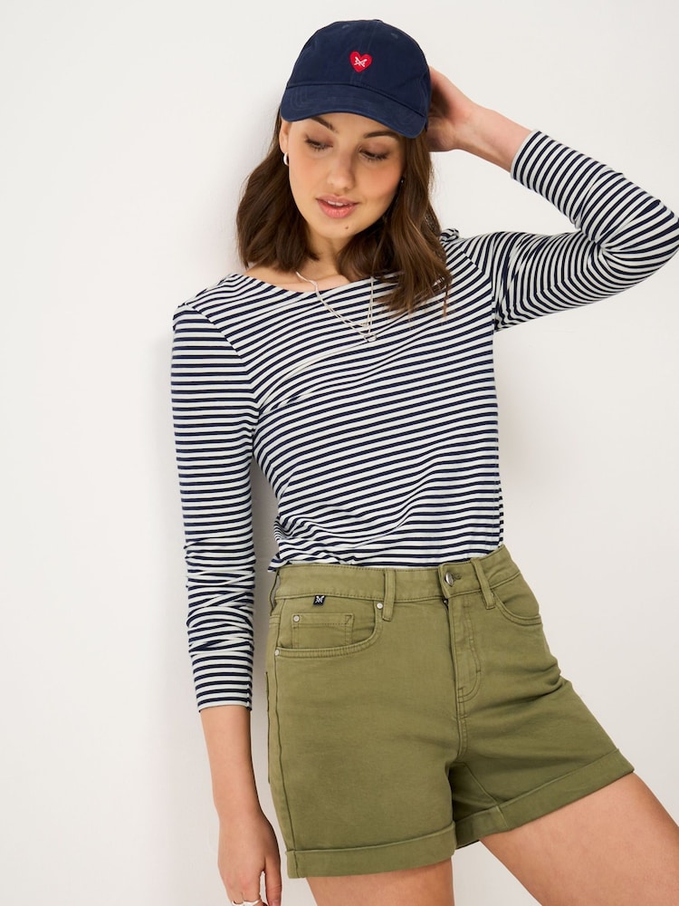 Crew Clothing Blue Ballet Back Cotton Modal Jersey Top - Image 1 of 5