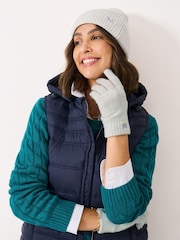 Crew Clothing White Knit Ribbed Gloves - Image 1 of 2
