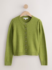 Lime Green Supersoft Crew Neck Long Sleeve Cardigan - Image 6 of 8