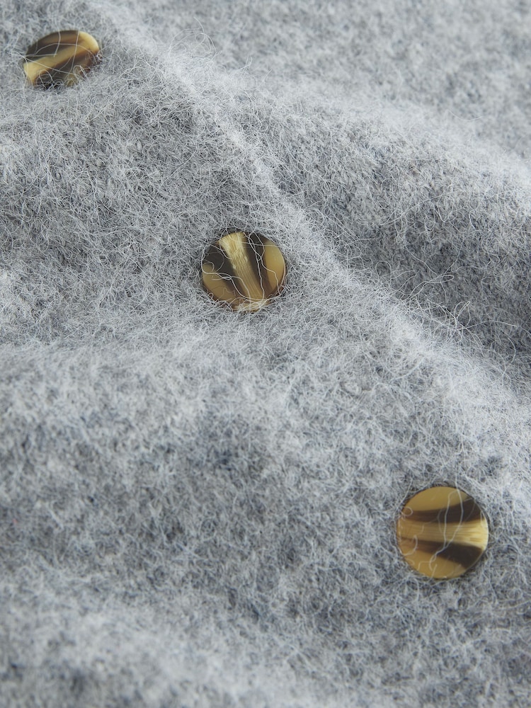 Grey Marl Knitted Collar Cardigan With Wool - Image 10 of 10