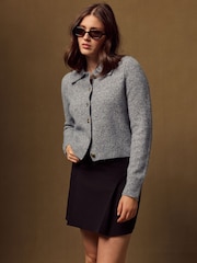 Grey Marl Knitted Collar Cardigan With Wool - Image 2 of 10