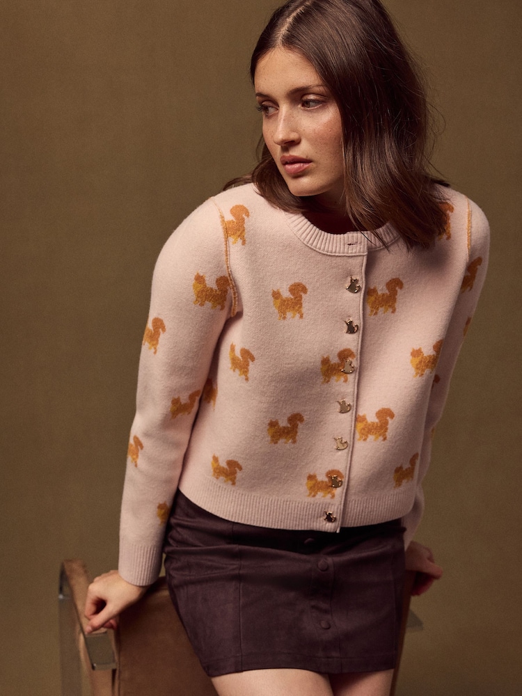 Pink Cats Supersoft Crew Neck Long Sleeve Cardigan - Image 1 of 7