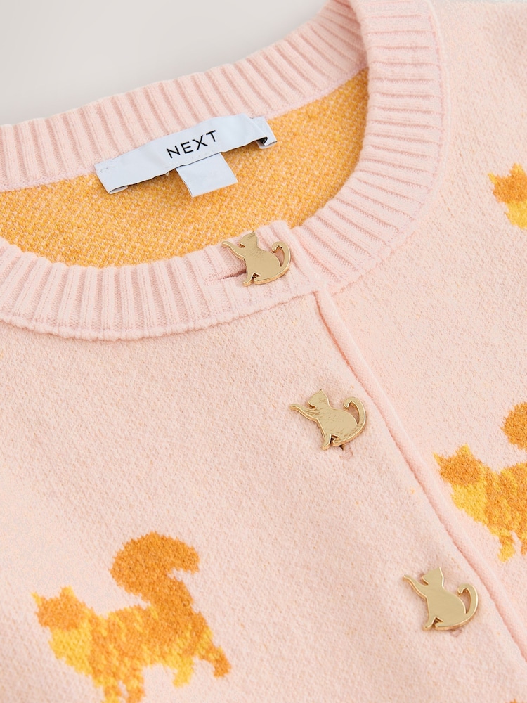 Pink Cats Supersoft Crew Neck Long Sleeve Cardigan - Image 7 of 7