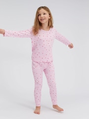 Boux Avenue Pink Matching Heart Rib Henley Pyjamas Set - Image 3 of 4