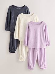 Lilac Purple Jogger Pyjamas 3 Pack (9mths-12yrs) - Image 5 of 11