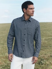 Blue Micro Check Long Sleeve Shirt - Image 3 of 9