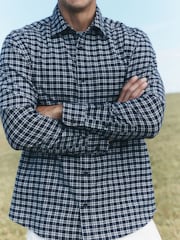 Blue Micro Check Long Sleeve Shirt - Image 5 of 9