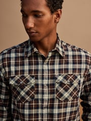 Chocolate Brown Western Styling Check Long Sleeve Shirt - Image 1 of 8