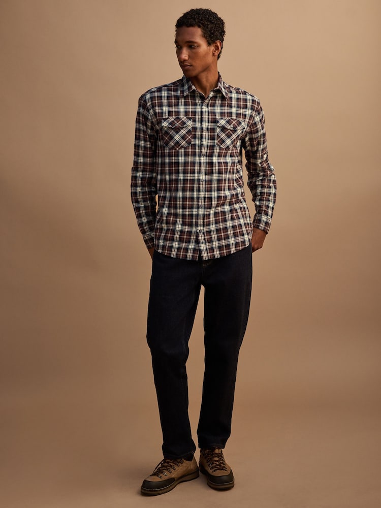 Chocolate Brown Western Styling Check Long Sleeve Shirt - Image 2 of 8