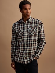 Chocolate Brown Western Styling Check Long Sleeve Shirt - Image 3 of 8
