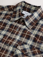 Chocolate Brown Western Styling Check Long Sleeve Shirt - Image 7 of 8