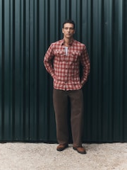 Rød - Teksturert rutemønster langermet skjorte - Bilde 2 av 8
