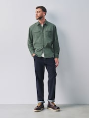 Khaki Green Garment Dye Washed Long Sleeve Overshirt - Image 2 of 9