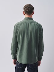Khaki Green Garment Dye Washed Long Sleeve Overshirt - Image 3 of 9