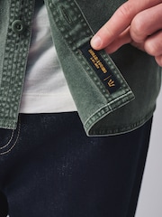 Khaki Green Garment Dye Washed Long Sleeve Overshirt - Image 6 of 9