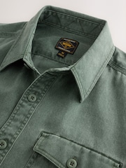 Khaki Green Garment Dye Washed Long Sleeve Overshirt - Image 8 of 9