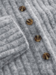 Grey Marl Ribbed Knit Henley Mini Dress - Image 7 of 7