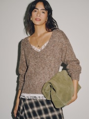 Neutral Neppy Lace Vest Layer Jumper - Image 1 of 8
