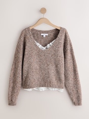 Neutral Neppy Lace Vest Layer Jumper - Image 6 of 8