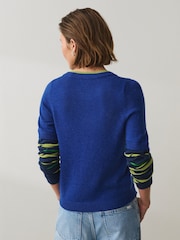 Navy/Green Stripe Knitted Long Sleeve Layer Top - Image 3 of 7