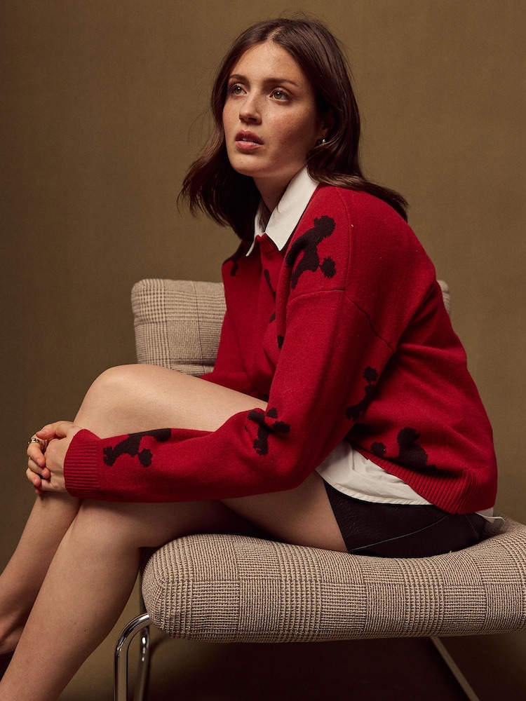 Red Poodle Supersoft Crew Neck Shirt Layer Jumper - Image 2 of 7 Red Poodle Supersoft Crew Neck Shirt Layer Jumper - Image 2 of 7