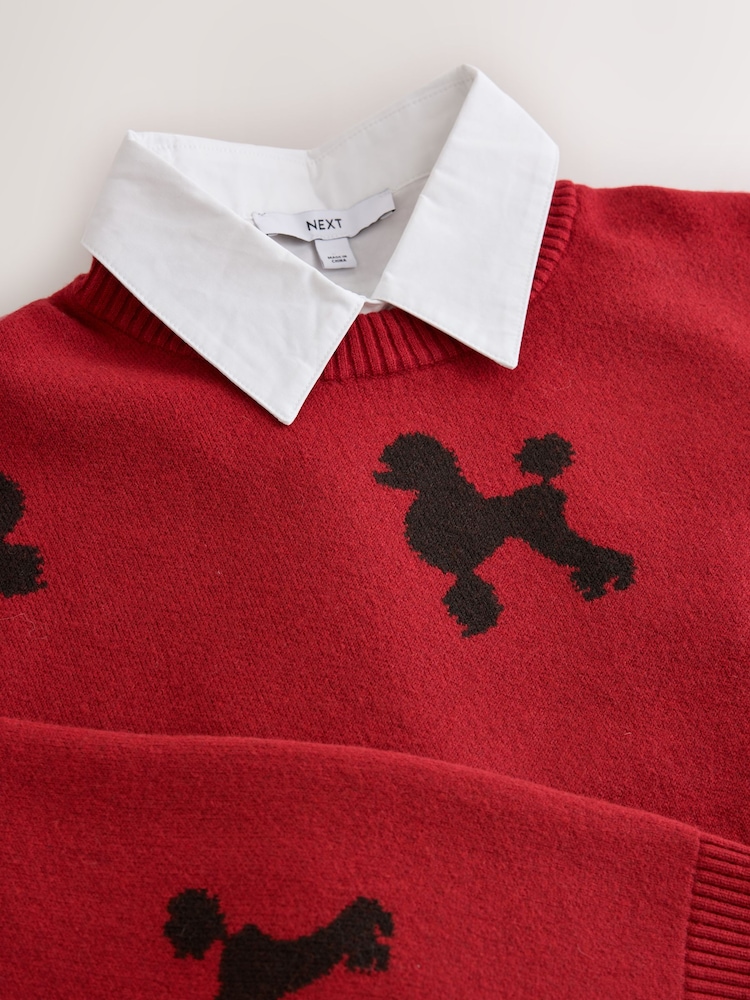 Red Poodle Supersoft Crew Neck Shirt Layer Jumper - Image 7 of 7 Red Poodle Supersoft Crew Neck Shirt Layer Jumper - Image 7 of 7