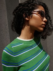 Green/White Stripe Knitted Long Sleeve Layer Top - Image 5 of 9