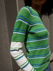 Green/White Stripe Knitted Long Sleeve Layer Top - Image 6 of 9