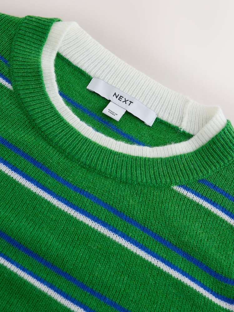 Green/White Stripe Knitted Long Sleeve Layer Top - Image 9 of 9