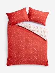 Red/Natural Deer Christmas Reversible Duvet Cover and Pillowcase Set - Image 2 of 2