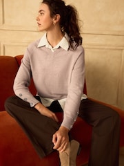 Neutral Gem Button Supersoft Knitted Long Sleeve Shirt Layer Jumper - Image 3 of 9