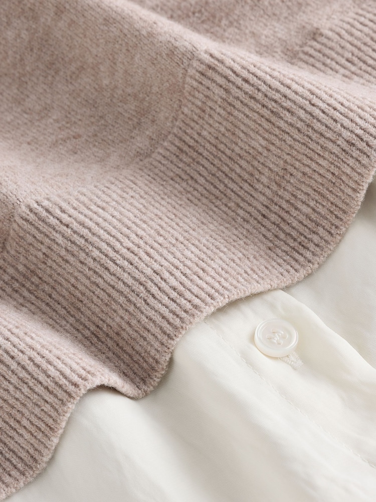 Neutral Gem Button Supersoft Knitted Long Sleeve Shirt Layer Jumper - Image 9 of 9 Neutral Gem Button Supersoft Knitted Long Sleeve Shirt Layer Jumper - Image 9 of 9