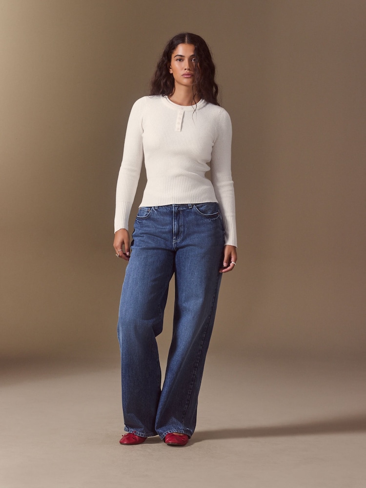 Ecru Supersoft Long Sleeve Henley Layer Top - Image 2 of 7 Ecru Supersoft Long Sleeve Henley Layer Top - Image 2 of 7