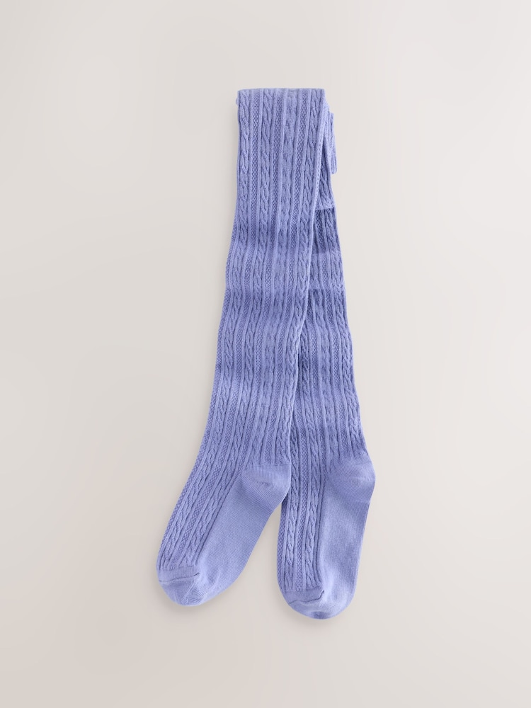 Blue Regular Length Cotton Rich Cable Tights - Image 1 of 3
