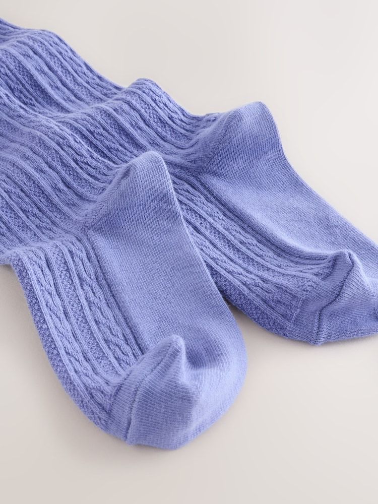 Blue Regular Length Cotton Rich Cable Tights - Image 2 of 3