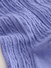 Blue Regular Length Cotton Rich Cable Tights - Image 3 of 3