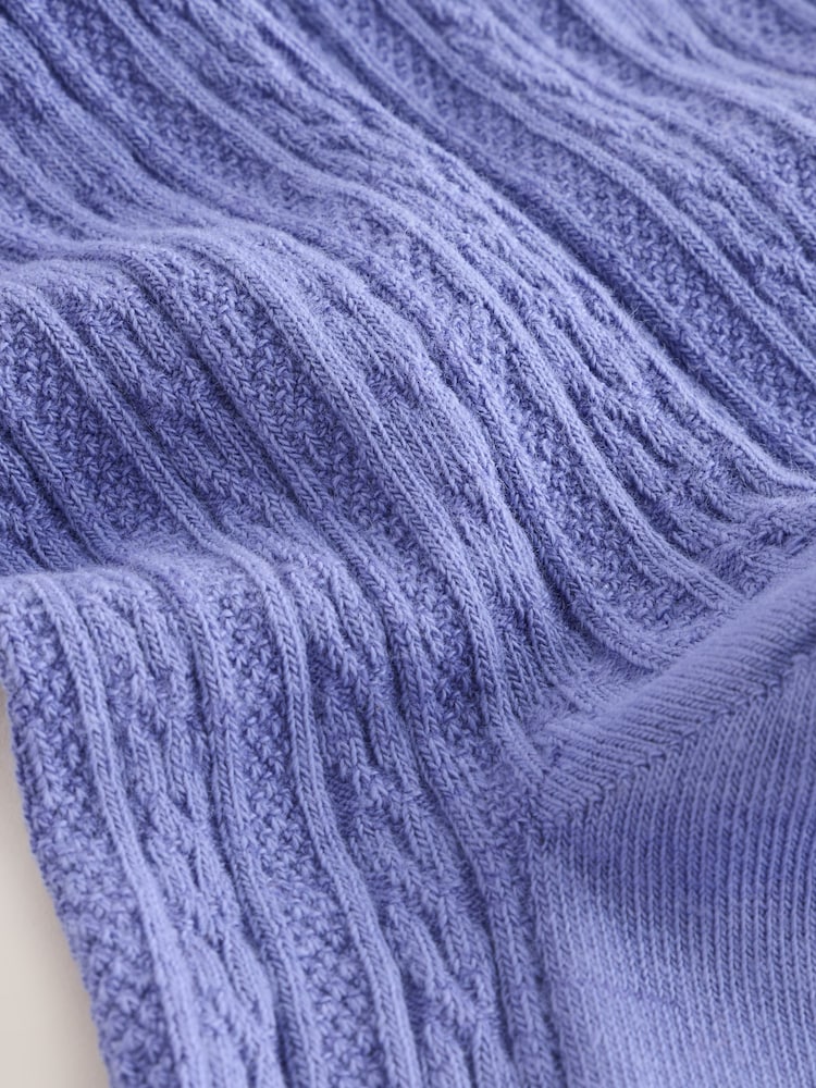 Blue Regular Length Cotton Rich Cable Tights - Image 3 of 3