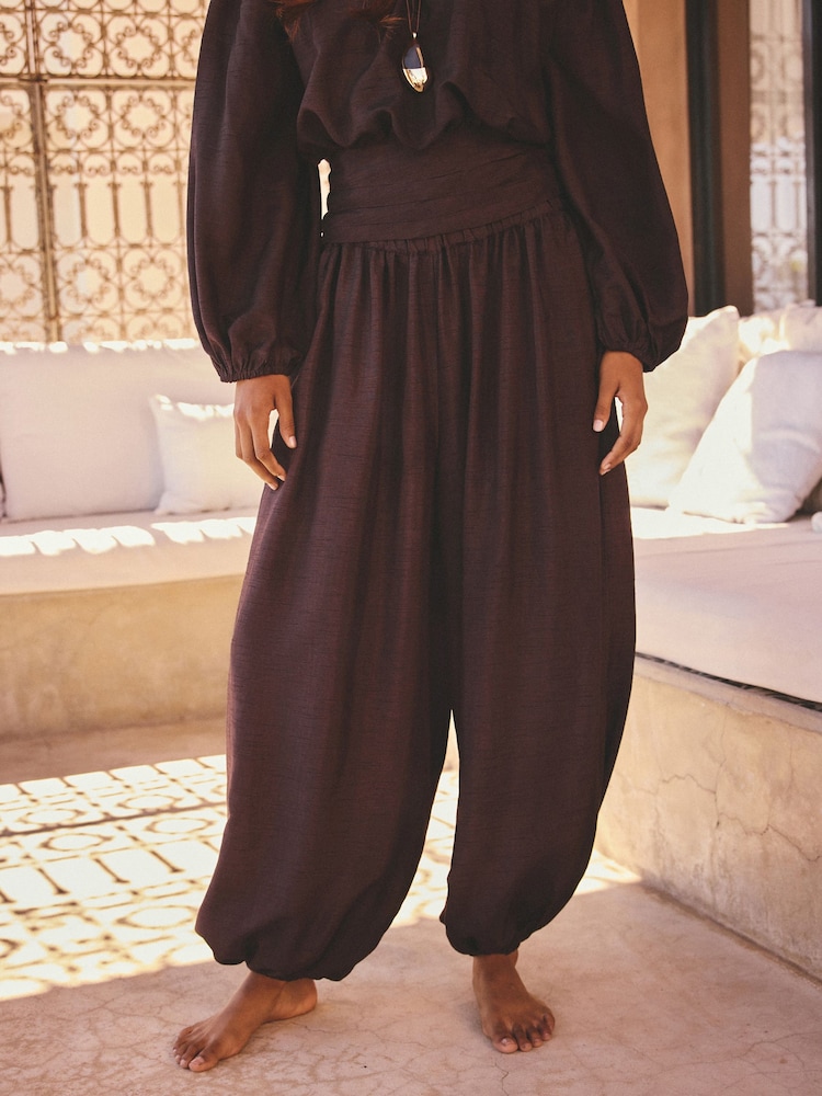 AIYLA Chocolate Brown Balloon Trousers - Image 1 of 5 AIYLA Chocolate Brown Balloon Trousers - Image 1 of 5