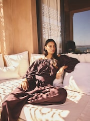 AIYLA Chocolate Brown Balloon Trousers - Image 3 of 5