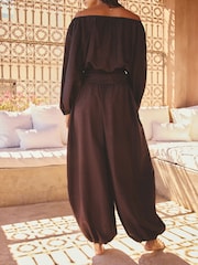 AIYLA Chocolate Brown Balloon Trousers - Image 4 of 5