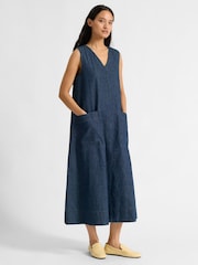 Albaray Blue V-Neck A Line Denim Dress - Image 1 of 4