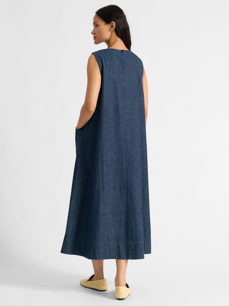 Albaray Blue V-Neck A Line Denim Dress - Image 2 of 4