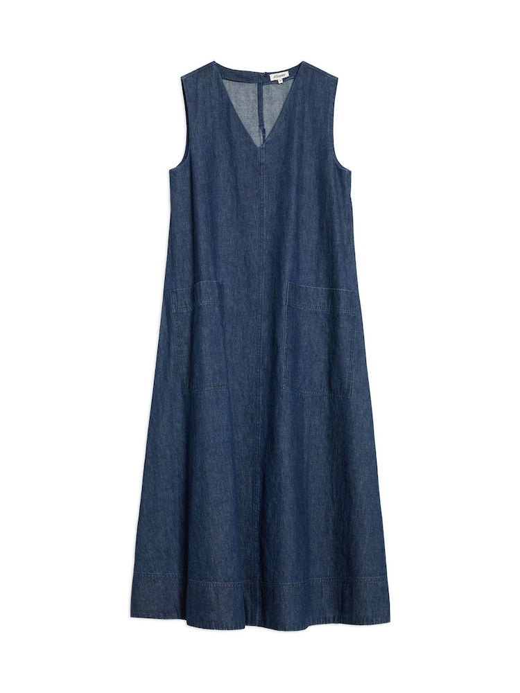 Albaray Blue V-Neck A Line Denim Dress - Image 4 of 4