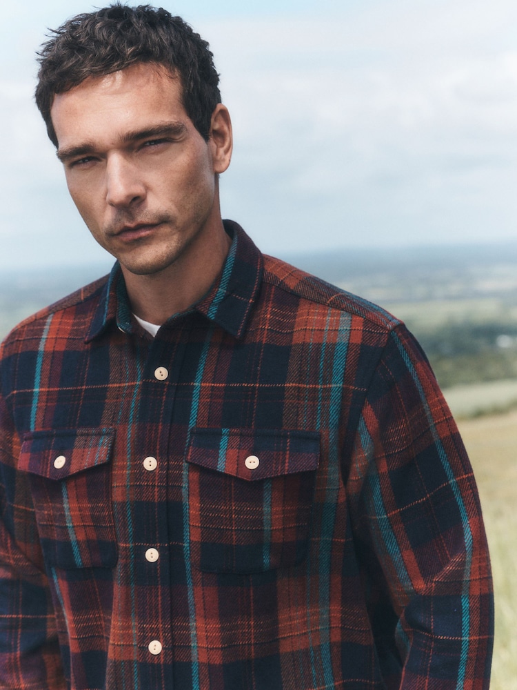 Red/Blue Check Long Sleeve Overshirt Shacket - Image 1 of 8 Red/Blue Check Long Sleeve Overshirt Shacket - Image 1 of 8