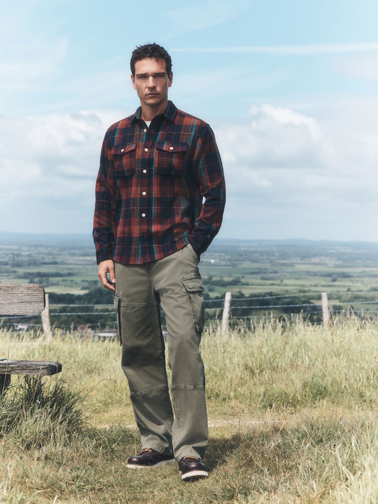 Red/Blue Check Long Sleeve Overshirt Shacket - Image 2 of 8 Red/Blue Check Long Sleeve Overshirt Shacket - Image 2 of 8