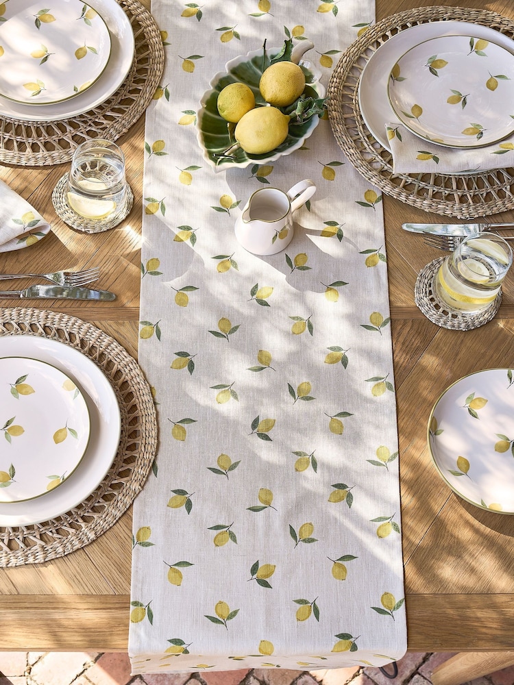 Sophie Allport Natural Lemons Linen Table Runner - Image 1 of 3