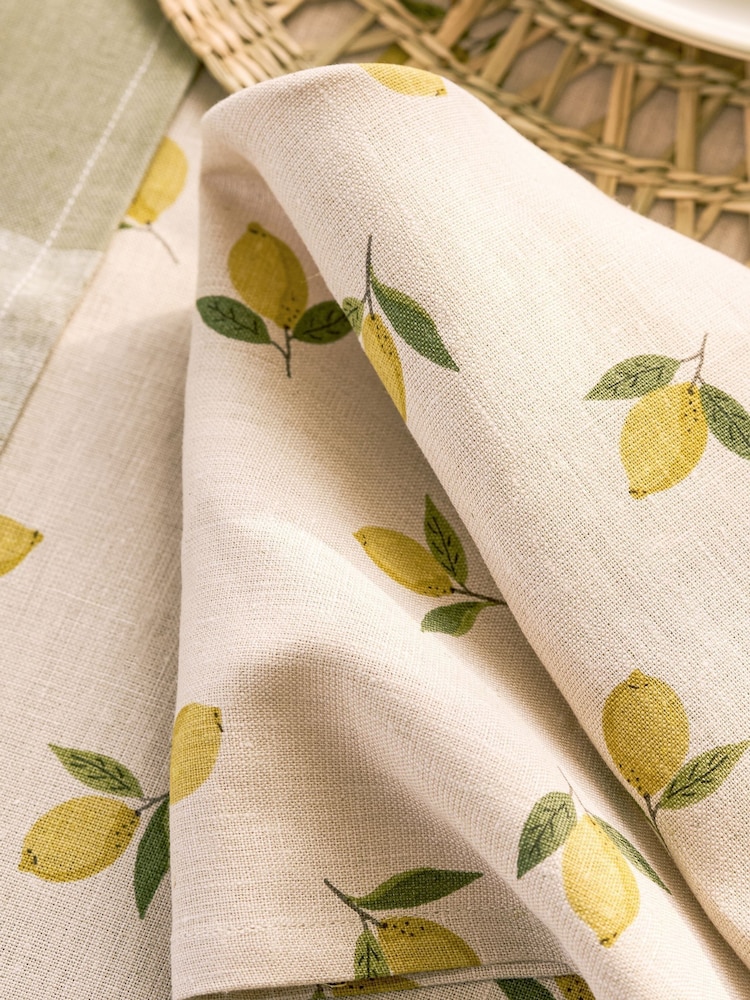 Sophie Allport Set of 4 Natural Lemons Linen Napkins - Image 2 of 3