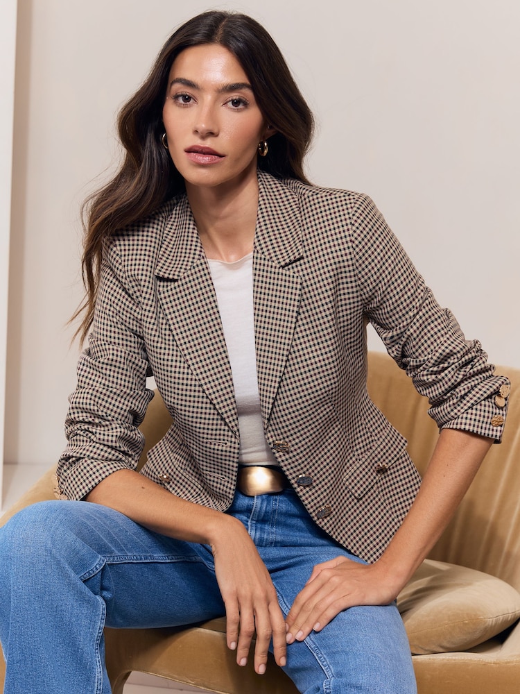 Lipsy Check Shrunken Cinched Waist Blazer - Bild 1 von 5