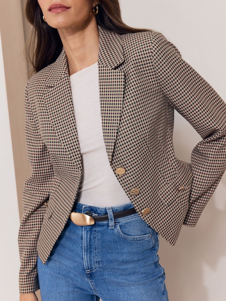 Lipsy Check Shrunken Cinched Waist Blazer - Bild 2 von 5